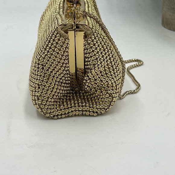 Whiting & Davis Gold Crystal‎ Ball Metal Mesh Evening Party Clutch Bag Purse - Picture 9 of 16